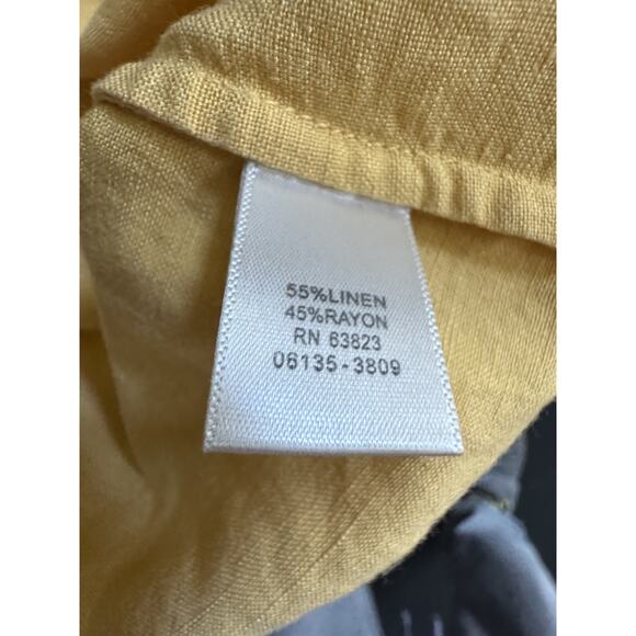 Christopher & Banks XL Button Blouse Shirt Short Sleeve Rayon Linen Yellow READ - Picture 5 of 9